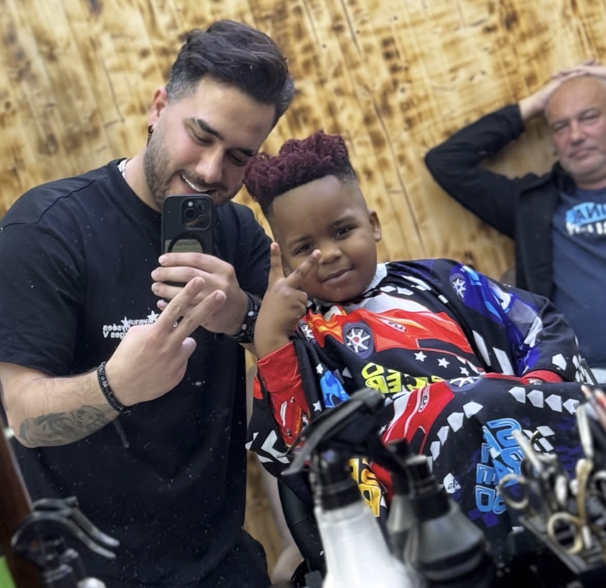 Ben with a haircut client