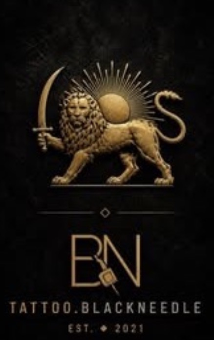 Original Black Needle golden lion logo